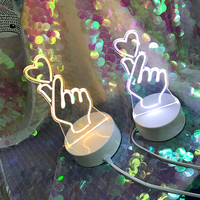 Harajuku heart table lamp gesture LED night light - Thumbnail 1