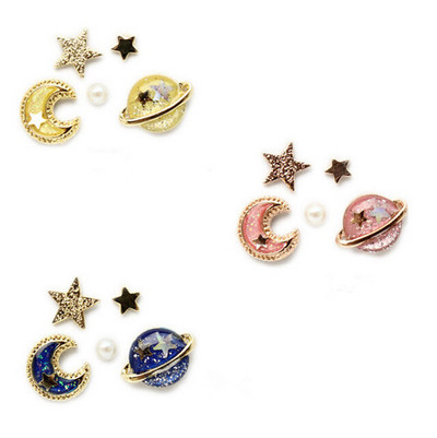 Harajuku cosmic planet moon Ear Studs ear clip