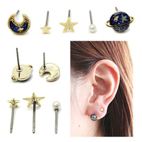 Harajuku cosmic planet moon Ear Studs ear clip - Thumbnail 4