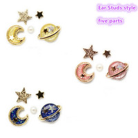Harajuku cosmic planet moon Ear Studs ear clip - Thumbnail 1