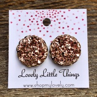 14mm Druzy Studs with Bronze Lace Settings - Thumbnail 1