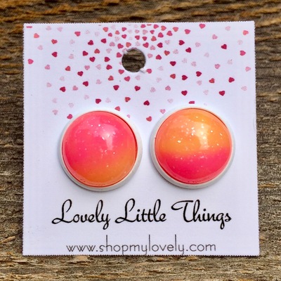 12mm summer sherbet studs with white setting 