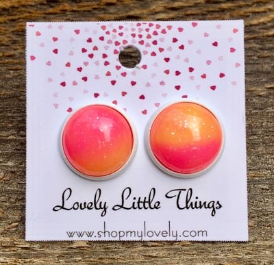 12mm Summer Sherbet Studs with White Setting 