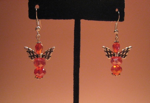 Red Crystal Angel Earrings
