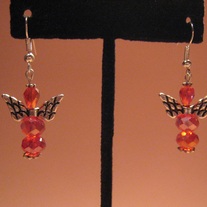 Red Crystal Angel Earrings
