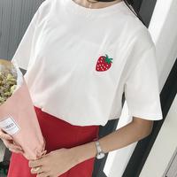 Strawberry Embroidery T-shirt - Thumbnail 2