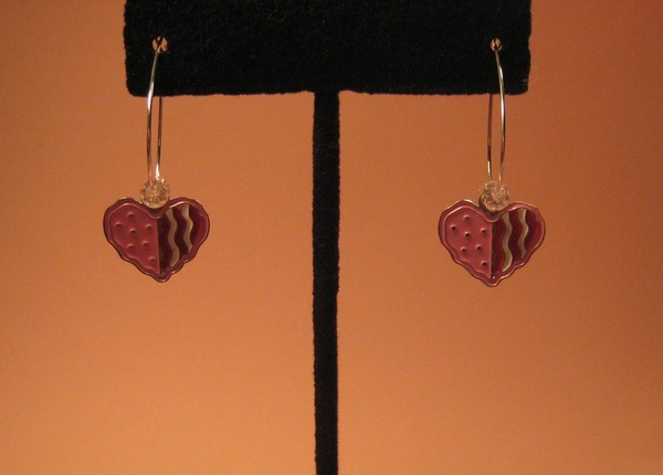 Crystal and Heart Flag Charm Earrings