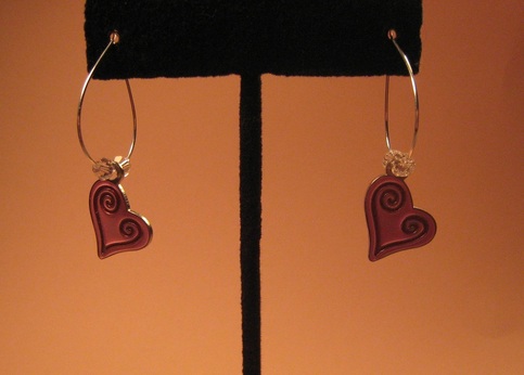 Crystal & Heart Swirl Charm Earrings