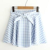 *Free Ship* Retro Bowknot Plaid Skirt - Thumbnail 3