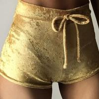 Velvet Drawstring Hot Shorts - Thumbnail 2