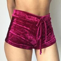 Velvet Drawstring Hot Shorts - Thumbnail 3
