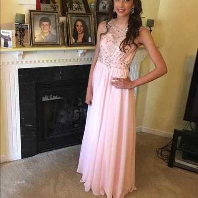 Elegant Long Chiffon Pink Prom Dresses Evening Dresses for Women