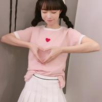 Red Heart Embroidered T-shirt - Thumbnail 4