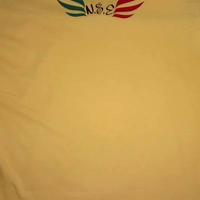 N$e no$lacknent. (yellow,black,green,red,white&blue) business t-shirt.