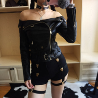 Punk Tiger Garter Black High Waist Shorts Dance Fashion Sexy  - Thumbnail 2