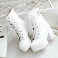 Black/white cosplay harajuku JK heels Martin boots - Thumbnail 1