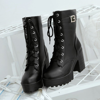 Black/white cosplay harajuku JK heels Martin boots - Thumbnail 4