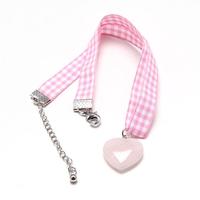 Pink Crystal Heart Plaid Choker - Thumbnail 2