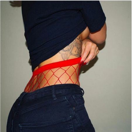 Highwaist Large Diamond Fishnet Stockings (Red)