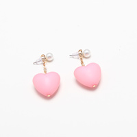 PINKY HEART & PEARL EARRINGS - Thumbnail 4
