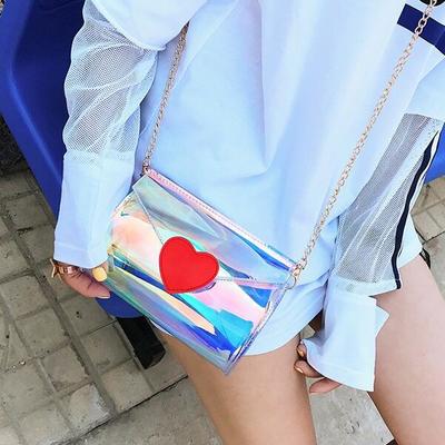 Heart holographic transparent shoulder bag