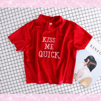 Free Shipping-KISS ME QUICK VELVET TOP - Thumbnail 1