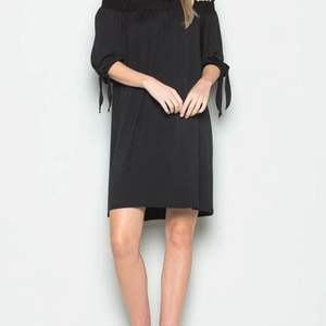 Off Shoulder Simple Black Dress
