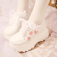 Harajuku Hologram Heart Lace up Platform Shoes - Thumbnail 2