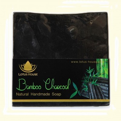 lotus house bamboo charcoal (100% ) natural handmade soap (300g) / 3 bars