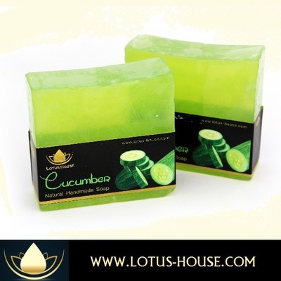  lotus house cucumber  natural handmade soap (300g) / 3 bars - Thumbnail 5