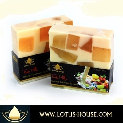 Lotus House Fruity Milky Natural Handmade Soap (300g) / 3 Bars