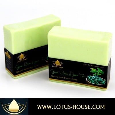  lotus house green bean & green tea natural handmade soap (300g) / 3 bars - Thumbnail 3