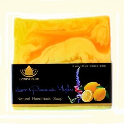  lotus house lemon & pueraria mirifica  natural handmade soap (300g) / 3 bars - Thumbnail 3