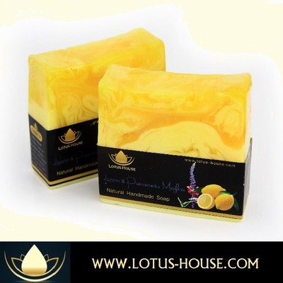  lotus house lemon & pueraria mirifica  natural handmade soap (300g) / 3 bars
