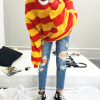 RED & YELLOW STRIPED SWEATER - Thumbnail 2