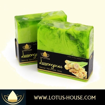 Lotus house lemongrass natural handmade soap (300g) / 3 bars - Thumbnail 4