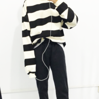 BLACK & WHITE STRIPED SWEATER - Thumbnail 4