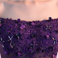 Cute A line purple off shoulder short prom dress, homecoming dress - Thumbnail 3