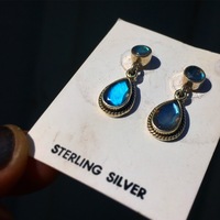 Labradorite Sterling Silver Earrings - Thumbnail 1