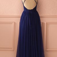 A line V neck prom dress,long prom dress,chiffon prom dress,evening dress - Thumbnail 2