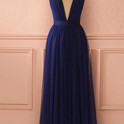 A line v neck prom dress,long prom dress,chiffon prom dress,evening dress