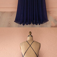A line V neck prom dress,long prom dress,chiffon prom dress,evening dress - Thumbnail 1