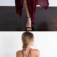 Simple New Arrival Cross Back Wine Red Long Prom/Evening Dress,summer dress - Thumbnail 4