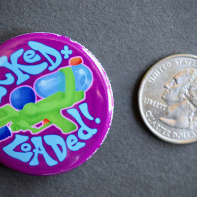 Locked+loaded watergun 1.5" pinback button