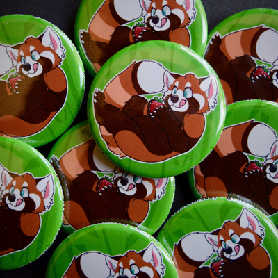 Strawberry panda 1.5" pinback button - Thumbnail 4