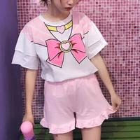 Kawaii Sailor Moon Bowknot T-shirt + Shorts - Thumbnail 1
