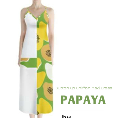Papaya-button up chiffon maxi dress