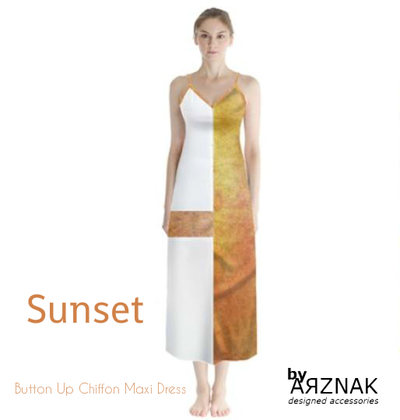 SUNSET -Button Up Chiffon Maxi Dress