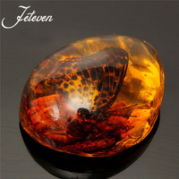 NEW! Beautiful Butterfly Simulated Amber Pendant - Thumbnail 4