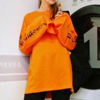 STREET GOTH OVERSIZE LONG SLEEVE T SHIRT ( ORANGE ) - Thumbnail 3